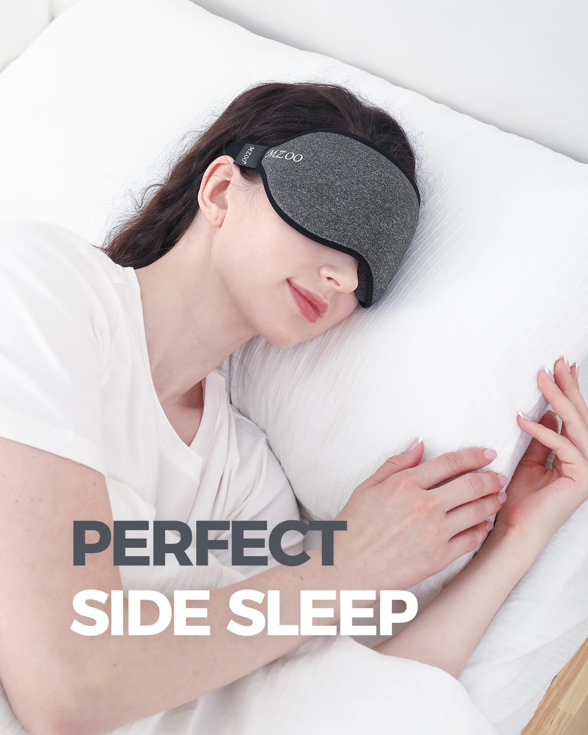 MZOO Luxury Sleep Mask for Back, Side Sleeper, Complete Light Blocking Sleeping Eye Mask Night Blindfold, 3D Zero Pressure & Spacious for Lash Extensions, Breathable Soft Eye Cover Flight Nap Travel