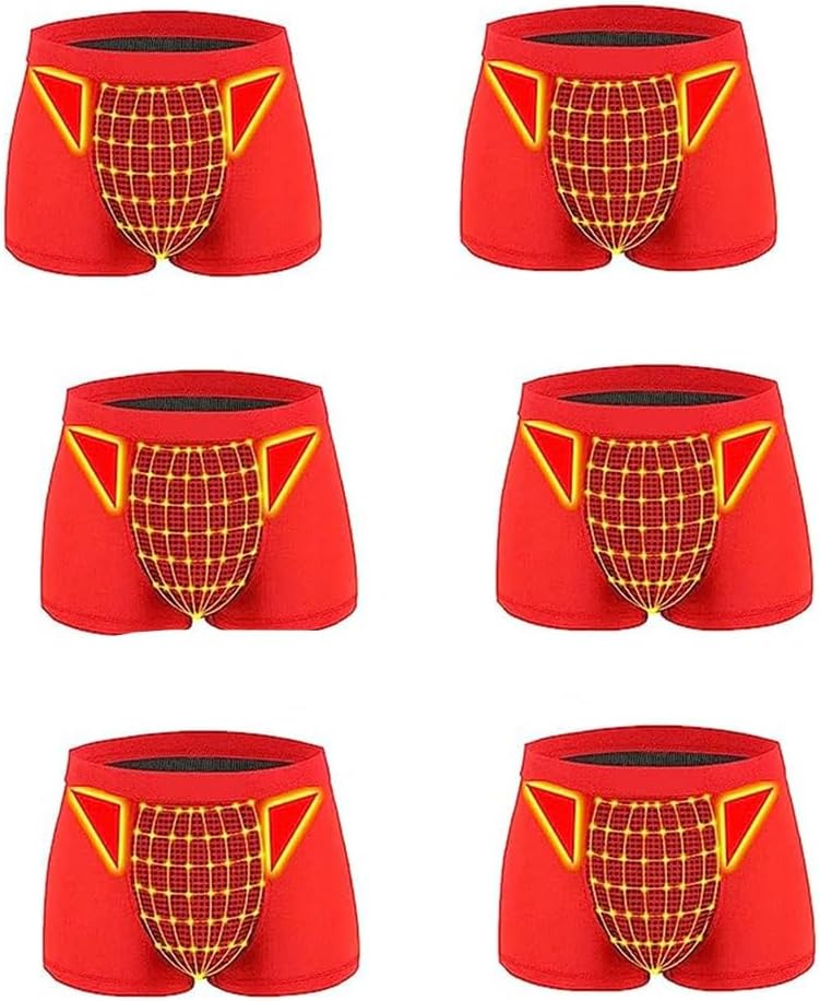 Men's Magnetic Therapy Underwear Improve Male Power Health Care Boxer Brief Breathable Inner Pants 3/4/6-Pack (Color : 6 PCS, Size : 6X-Large)