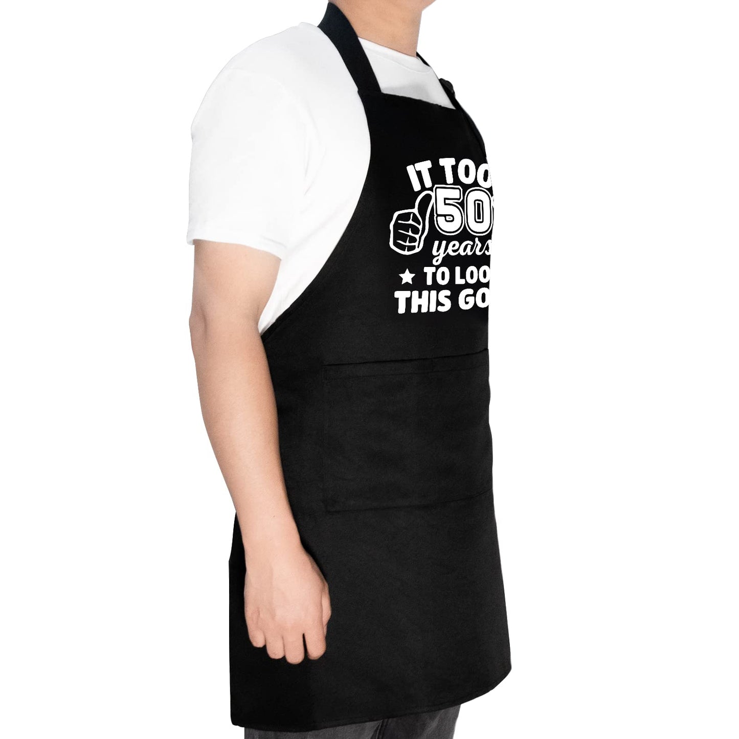 50th Birthday Gifts for Men Women, 1975 Happy 50th Birthday Gift Ideas, 50 Years Old Chef Aprons for Men with 3 Pockets, Funny Cooking Aprons for 50 Years Old Man, Dad, Mom, Husband, Wife, Friends
