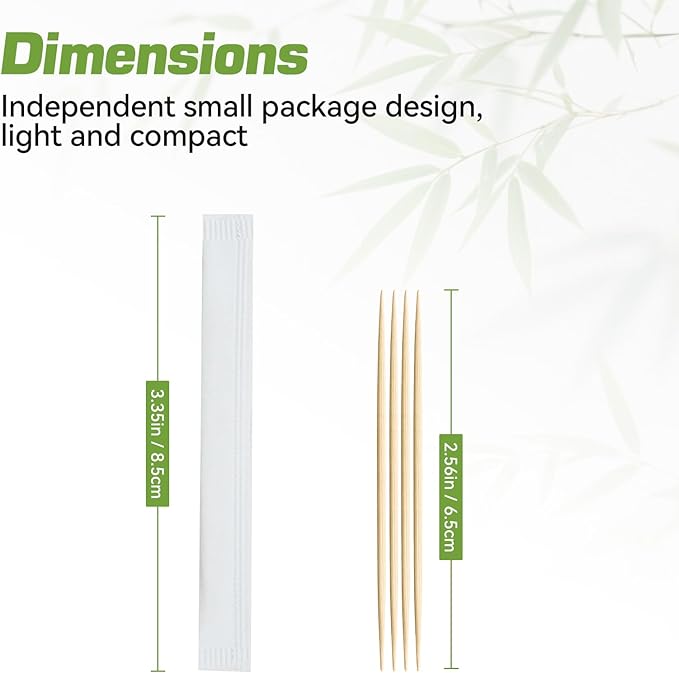 HOPELF Bamboo Toothpicks by Individually Wrapped for Appetizer, Olive, Barbecue, Fruit, Teeth Cleaning,Double-Points Wooden Toothpick.5000 Count