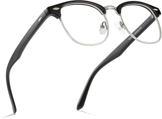 Cyxus Blue Light Glasses Men Retro Semi Rimless Clear Blue Light Glasses for Computer Eye Strain Gaming Glasses Anti Harmful Blue Light for Men Women
