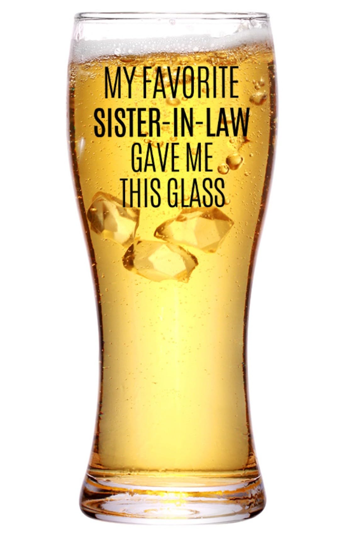 Onebttl Gifts for Brother in Law from Sister in Law, Beer Glass Funny Gift Idea for Christmas, Father's Day, Birthday, Box and Greeting Card Included
