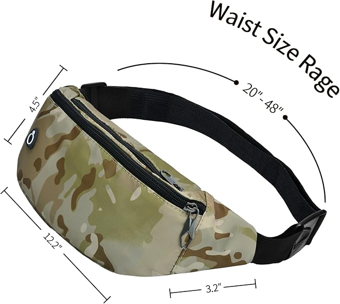 Fanny Packs for Men and Women, Waterproof Sports Waist Pack Bag for Travel Hiking Running Hands-free