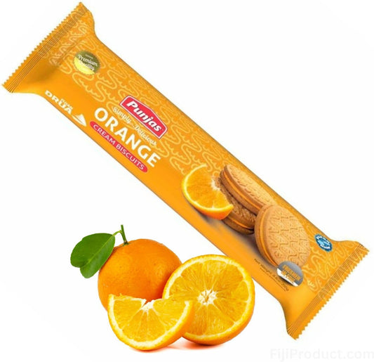 Punjas ORANGE Cream Biscuits (Pack of 1 x 250g) So Delicious Taste, the extra creaminess in every bite!