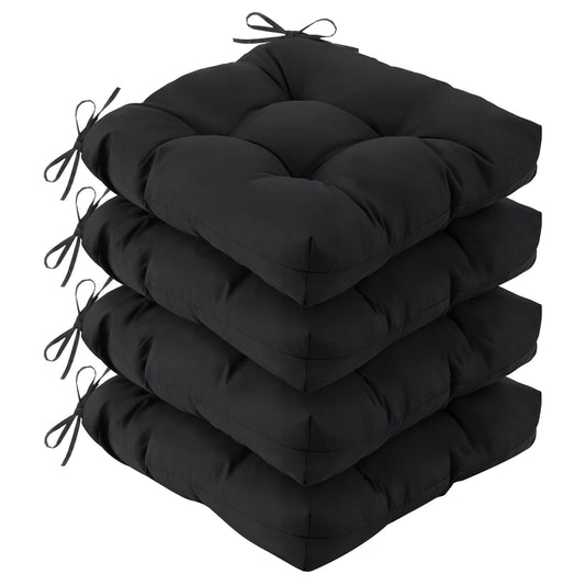 IASEAHK Outdoor Chair Cushions Set of 4, 19" x 19" x 5", Waterproof Outdoor Seat Cushions for Patio Furniture, Fade-Resistant Patio Chair Cushion, Dining Wicker Chair Pads for Porch Garden, Black