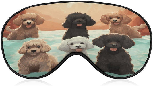 Poodles Dogs Sleep Mask for Women Men Soft Breathable Sleep Eye Mask Soft Eye Cover Light Blocking Sleeping Masks Adjustable Blindfold for Travel Home Office Naps & Gifts
