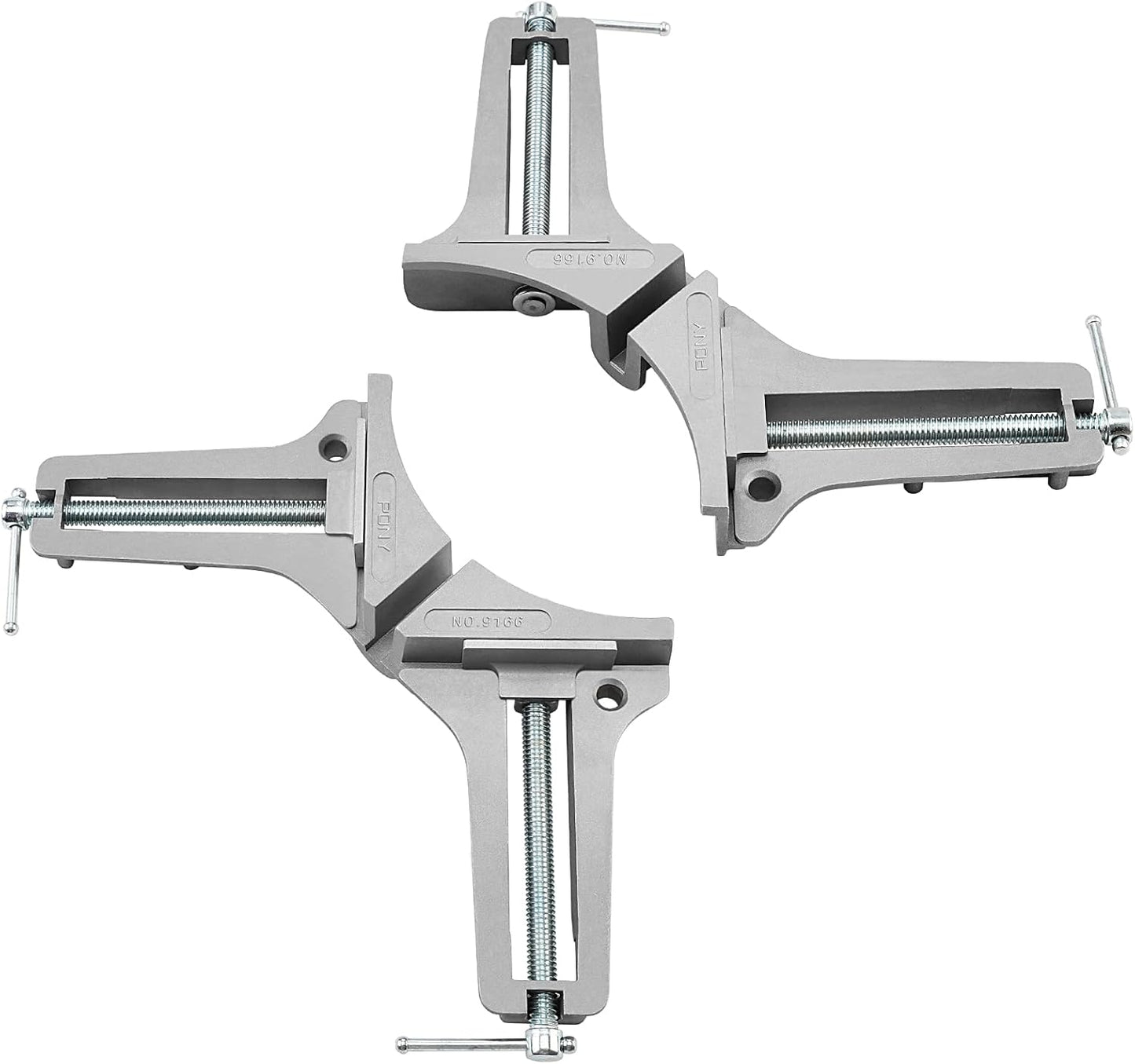 PONY 2-Piece 90 Degree Corner Clamp Set, Featured with 3’’ Maximum Opening, 200 lbs Clamping Force & 1/2’’ Clamping Height, Aluminum Alloy Body, Adjustable Right Angle Clamps for Multiple Projects