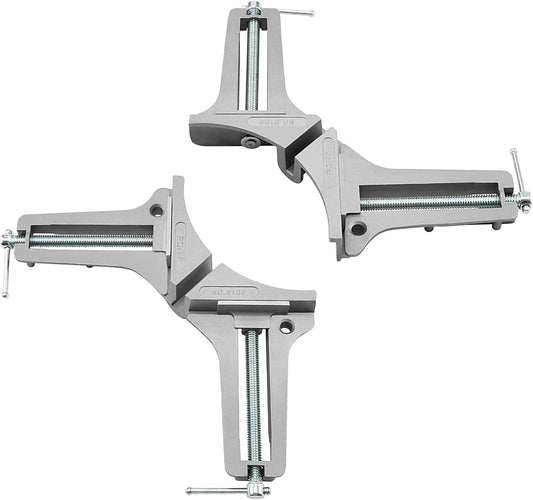 PONY 2-Piece 90 Degree Corner Clamp Set, Featured with 3’’ Maximum Opening, 200 lbs Clamping Force & 1/2’’ Clamping Height, Aluminum Alloy Body, Adjustable Right Angle Clamps for Multiple Projects