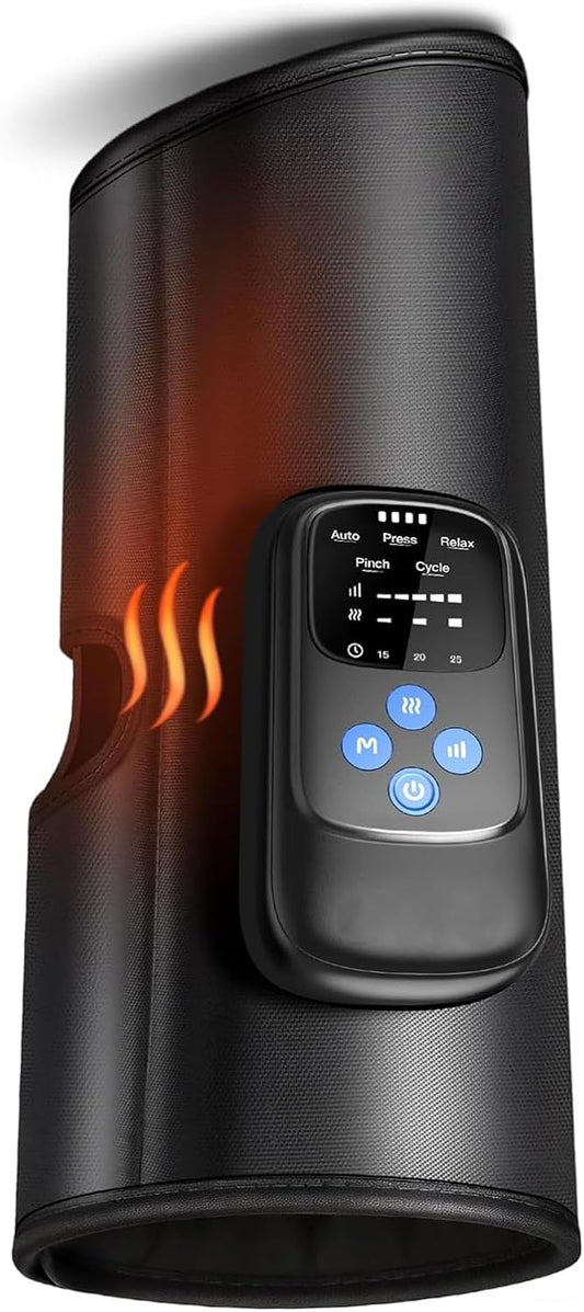 REALONE Cordless Leg Compression Massager with Heat, 5 Modes & 5 Intensities for Circulation and Muscle Recovery, Calf Massage Device