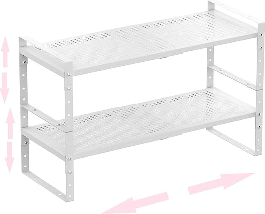 Multi-Functional Metal Shoe Rack, Space-Saving, Perfect for Entryway, Closet, Bathroom, etc. - Sturdy and Durable, High Weight Capacityï¼2PACKS/White/Large