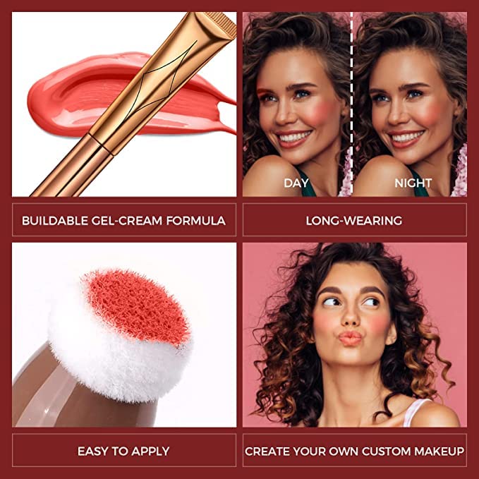Blush Dreams Contour Beauty Wand, Liquid Face Concealer Contouring Stick with Cushion Applicator, Long Lasting Smooth Natural Matte Finish, Lightweight Blendable Super Silky Cream Contour Stick (Light Pink blush+Contour+Silver Highlighter)