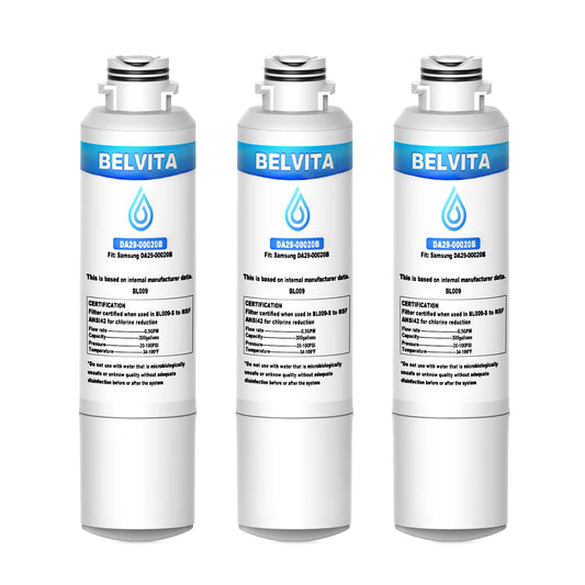 BELVITA Refrigerator Water Filter, Compatible with DA29-00020A/B, DA29-00020B-1，HAF-CIN/EXP, RF28HFEDBSR, RF263BEAESR, RF263TEAESG, RF28HDEDBSR, HAF-CIN, RF4287HARS,RF4267HARS, 3 Pack