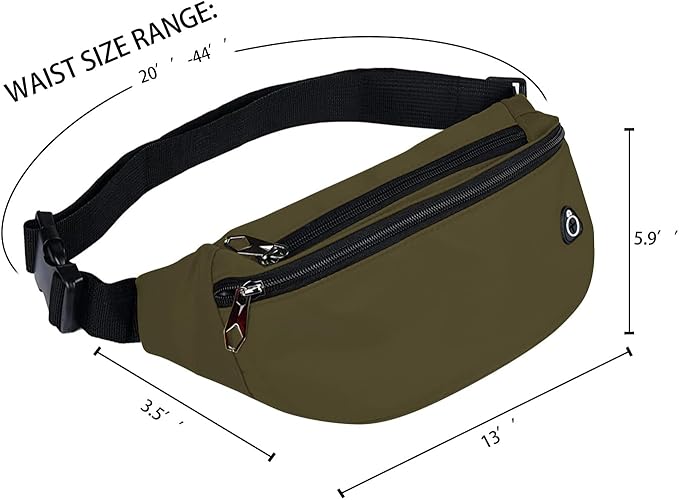 Fanny Packs for Men and Women, Waterproof Sports Waist Pack Bag for Travel Hiking Running Hands-free