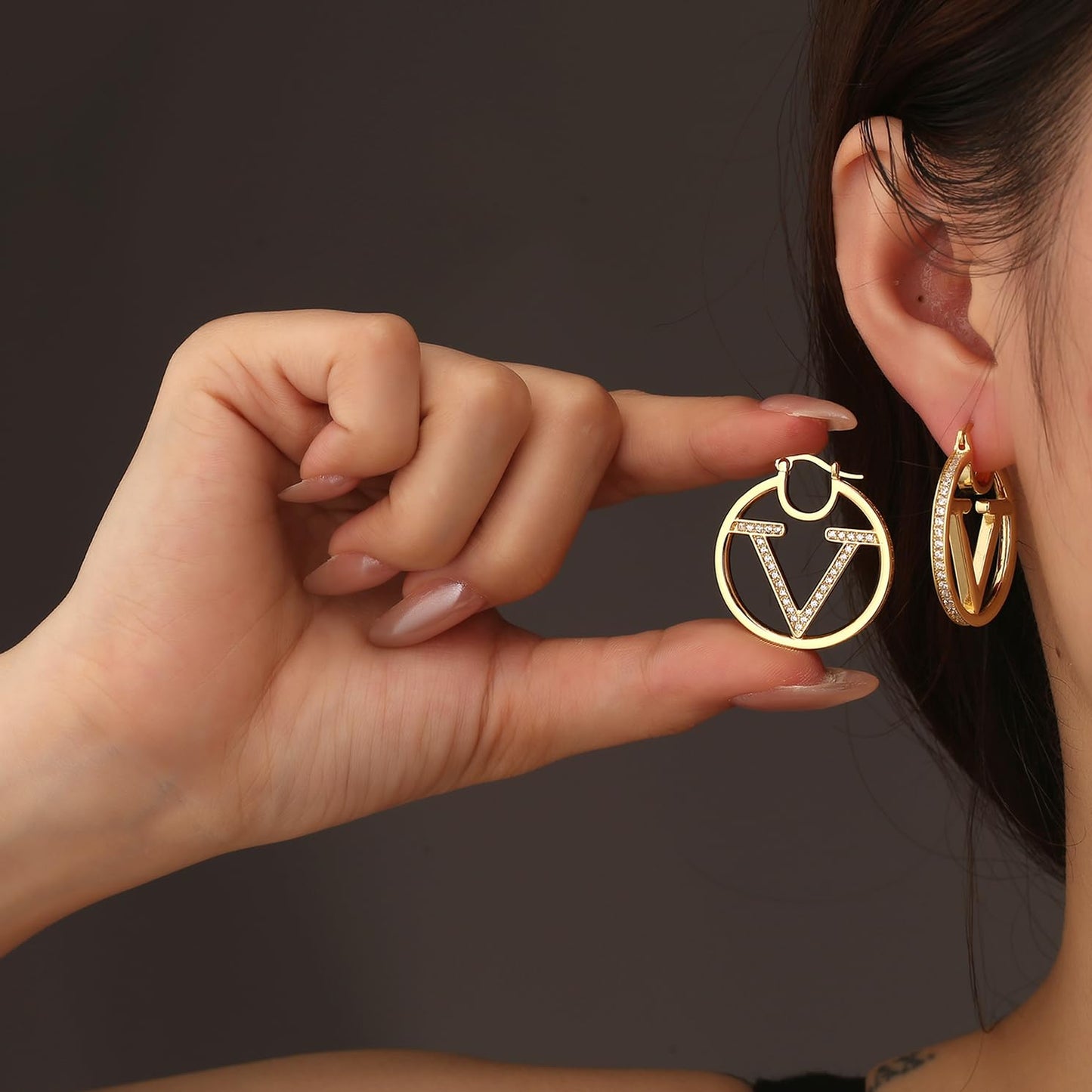 18K Gold Luxury Letter Earrings for Women and Sisters | Valentines, Birthday Gifts, Elegant Accessories for Any Occasion (Letter Earrings 2 Pair)