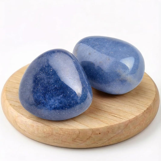 Super Large Polished Blue Aventurine Healing Crystal Stones - 2 Pcs of 1.2" Worry Stone for Anxiety, Pocket Palm Gemstones Handpicked Natural Tumbled Rocks for Meditation, Reiki, Chakra, Home Decor
