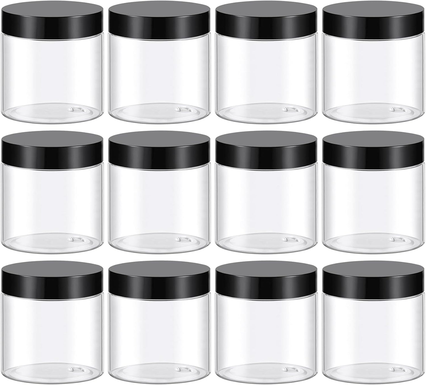TUZAZO 4 Oz Plastic Container Jars with Lids BPA Free, Empty Round Clear Cosmetic Containers Plastic Slime Jars for Lotion, Cream, Ointments, Body Butter, Makeup, Travel Storage (12 Pack)