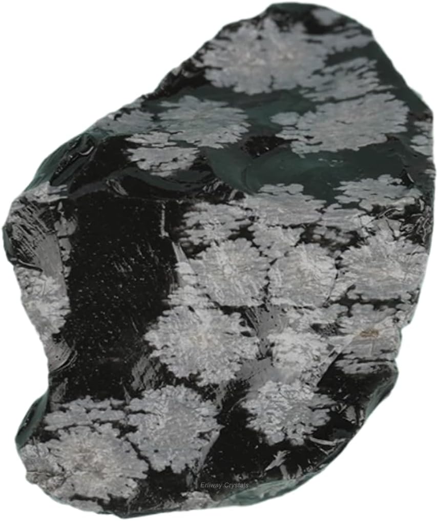 Erliway 1.25-2" Snowflake Obsidian Raw Crystals, Natural Rough Snowflake Obsidian Stone, Healing Raw Stones for Fountain Rock, Home Decor Meditation Energy Balancing Wire Wrapping Wicca & Reiki