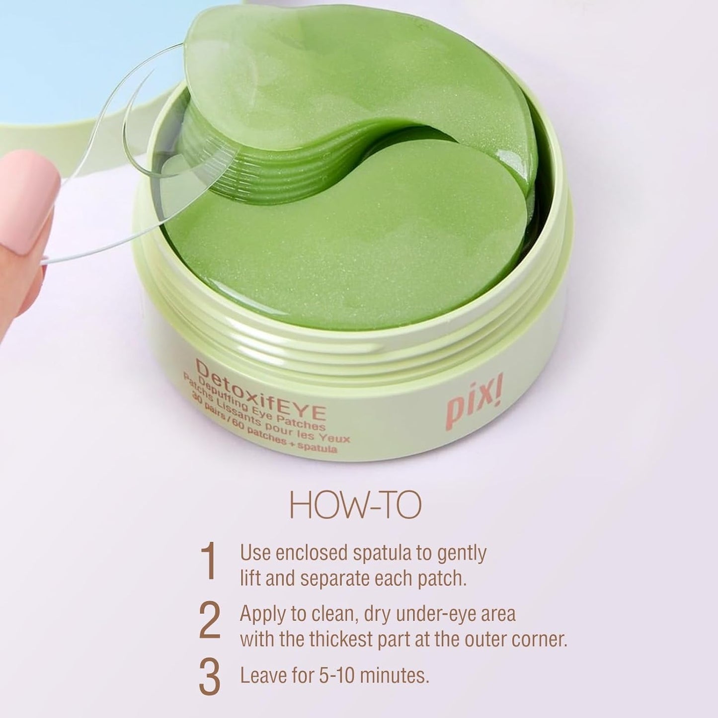 Pixi DetoxifEYE 2-Pack | Depuffing Hydrogel Under-Eye Patches|Cucumber, Gold & Caffeine For Puffy Eyes and Dark Circles | 2 Boxes, 60 pairs, 120 Patches