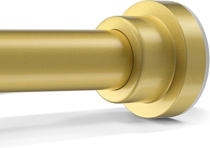 Shower Curtain Rod 31-49 Inch,0.87"Diameter Adjustable Spring Tension Curtain Rods No Drill,Warm Gold Shower Tension Rod for Bathroom,Room Divider,Window,Anti-Rust Non-Slip 1-Pack