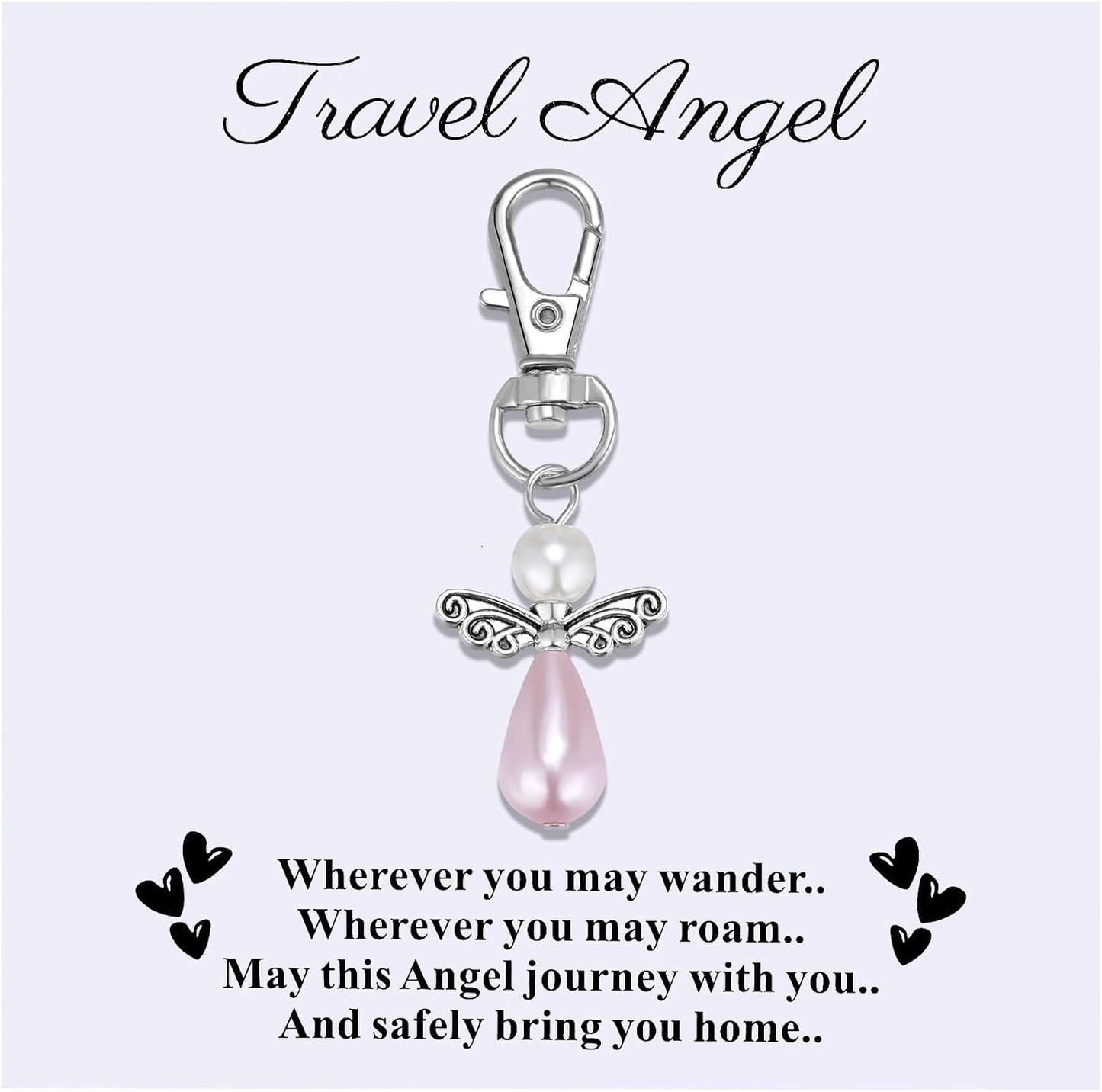Travel Guardian Angel Charm Keychain, Safe Travels Good Luck Charm, Travel Gift for Traveler, Adventure Blessing Accessory