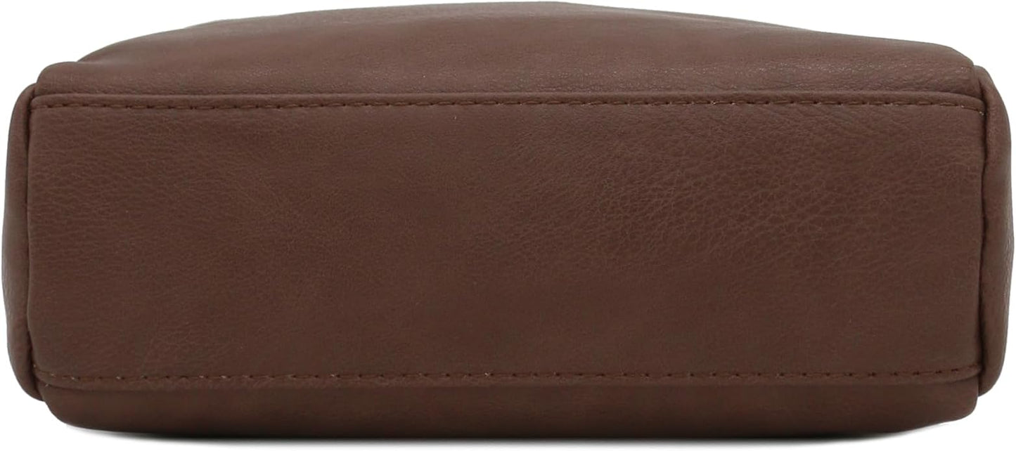 FashionPuzzle Triple Zip Small Crossbody Bag