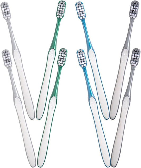 DOITOOL Hard Bristle Men’s Toothbrush 8pcs Set (4pcs X 2) Large Head Manual Toothbrushes for Travel and Household Plastic Teeth Cleaning Tools