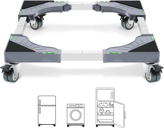 W B D WEIBIDA Appliance Dolly Cart with 4 Locking Twin Wheels Mini Fridge Stand Adjustable Furniture Mover Mobile Roller Base for Washing Machine, Dryer, Refrigerator, Laundry Pedestal