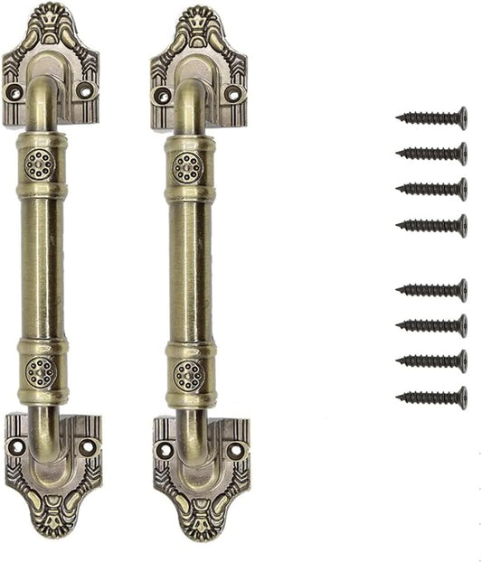 Sliding Barn Door Pull Handle Hardware for Wooden Garden Gate Shed Cabinet Door Large Wooden Door Handle Antique doorknob Vintage Door Handle (2, Bronze Tone7.87in)