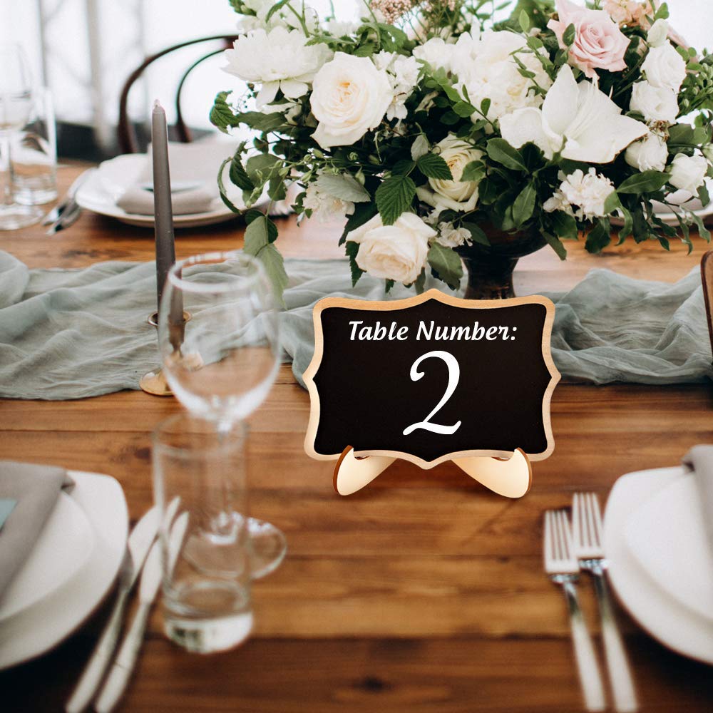 Mini Chalkboard Signs, 20 Pack Framed Small Chalk Board Food Labels with Easel Stand for Party Buffet or Wedding Celebration, Wooden Blackboard as Place Cards for Table Setting or Numbers