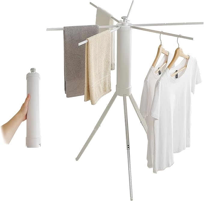 JOOM Clothes Drying Rack Portable Foldable - Drying Rack Clothing Space Saving,Collapsible Drying Rack for Laundry,Travel,Indoor,Outdoor. Folding Clothing Rack Home and Travel (Small Silver)