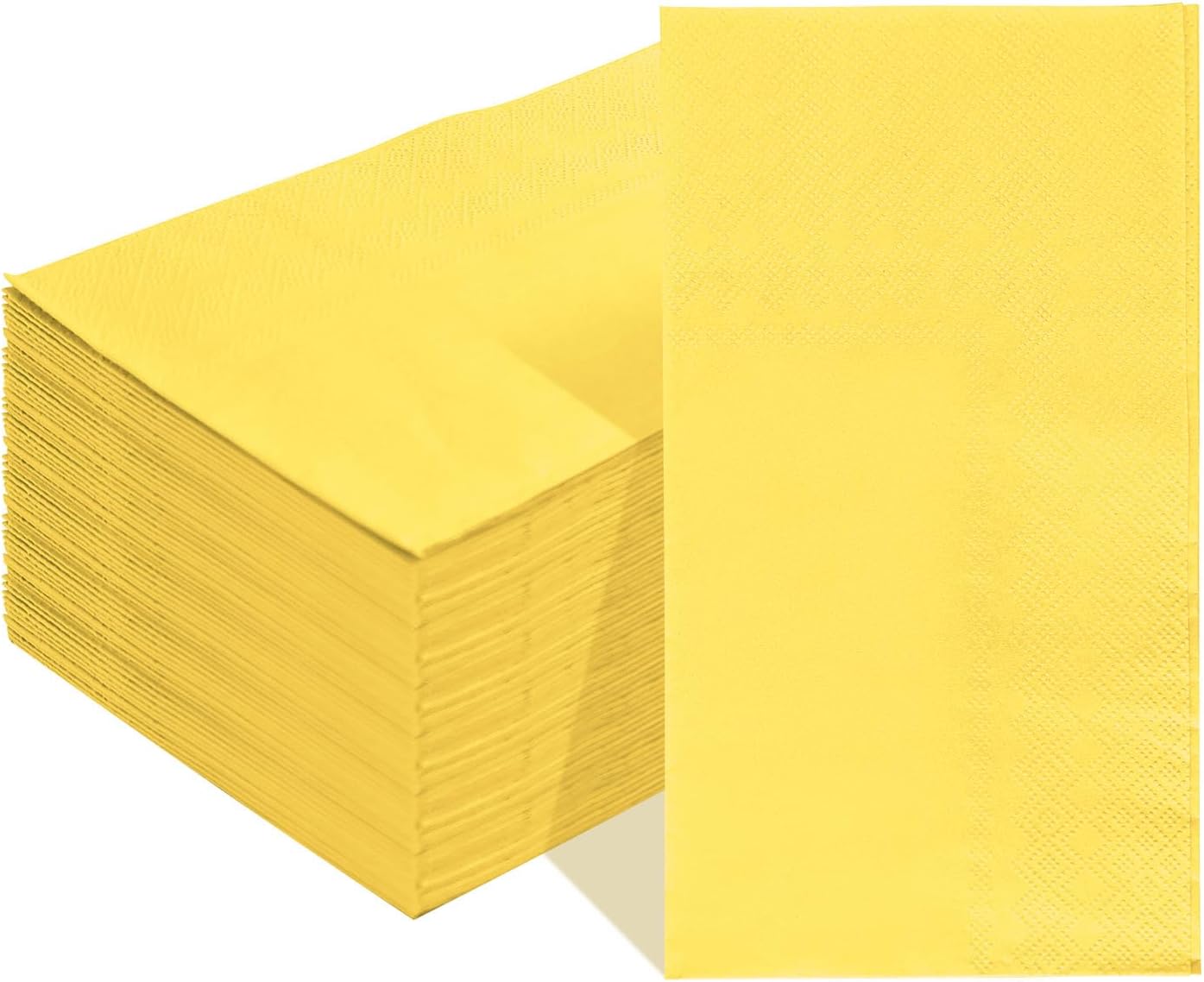 SietDESEO 50 Pieces 3-ply Yellow Napkins Disposable 13 x 15.7 Inches Guest Bathroom Napkins Disposable Hand Towels for Bathroom Wedding Birthday Party Paper Dinner Napkins