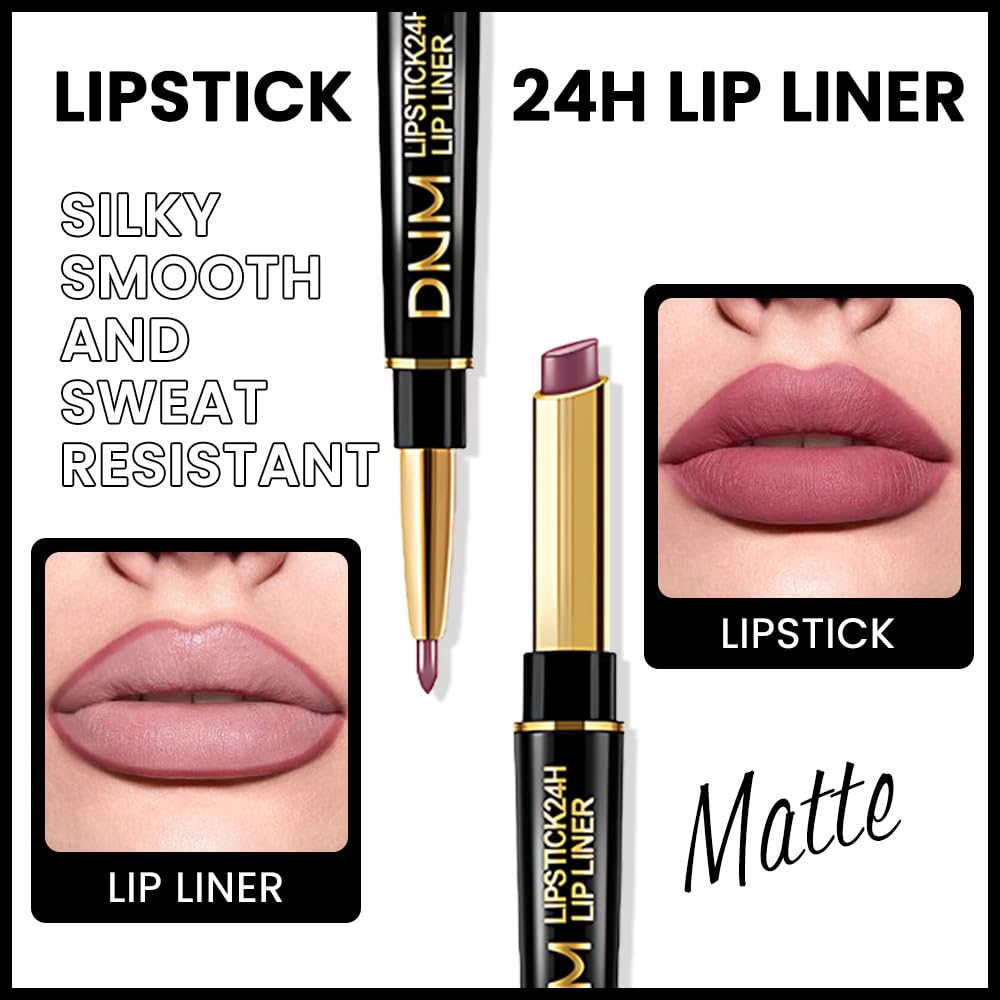 evpct 1Pcs More Blush Lip Liner and Lipstick Set Kit for Women, Matte Lips Kit with Lip Liner Lip Stains Long Lasting Waterproof 24 Hour Lipstick and Lip Liners Combo Lipliners Pencil 30#