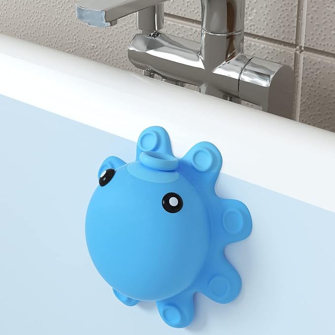 Bathtub Overflow Drain Cover Tub - Silicone Bathroom Overflow Drain Cover, Bath Tub Overflow Cover, Bathroom Spa Accessories, Adds Inches of Water for Deeper&Warmer Bathï¼Blue