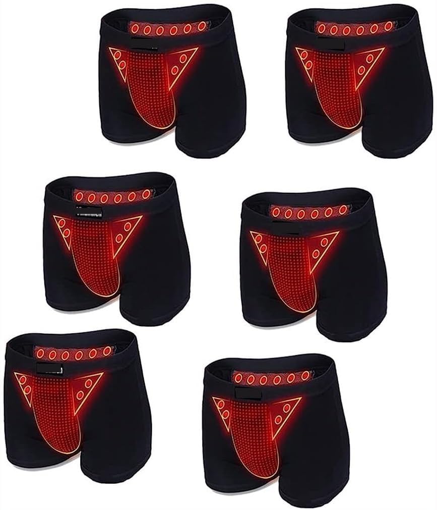 Men's Improving Male Power 6/Pack Underwear Magnetic Energy Field Therapy Tourmaline Panties Health Care Boxer Briefs (Color : 6pcs-Black, Size : X-Large)