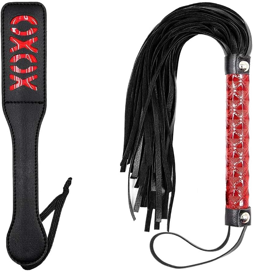 2 PCS Faux Leather Whip Adult Spanking Paddle BDSM Sex Set, Flogger Spanking Sex Paddles for Spanking Adult BDSM Flogger Paddle Set.