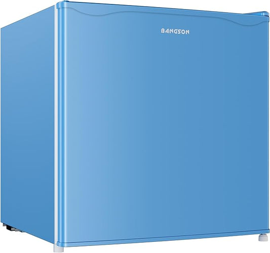 BANGSON 1.7 Cu.Ft Mini Fridge with Freezer, Compact Single Door Refrigerator - Energy Saving, Low Noise - Perfect for Office, Apartment, Dorm, Bedroom,Blue