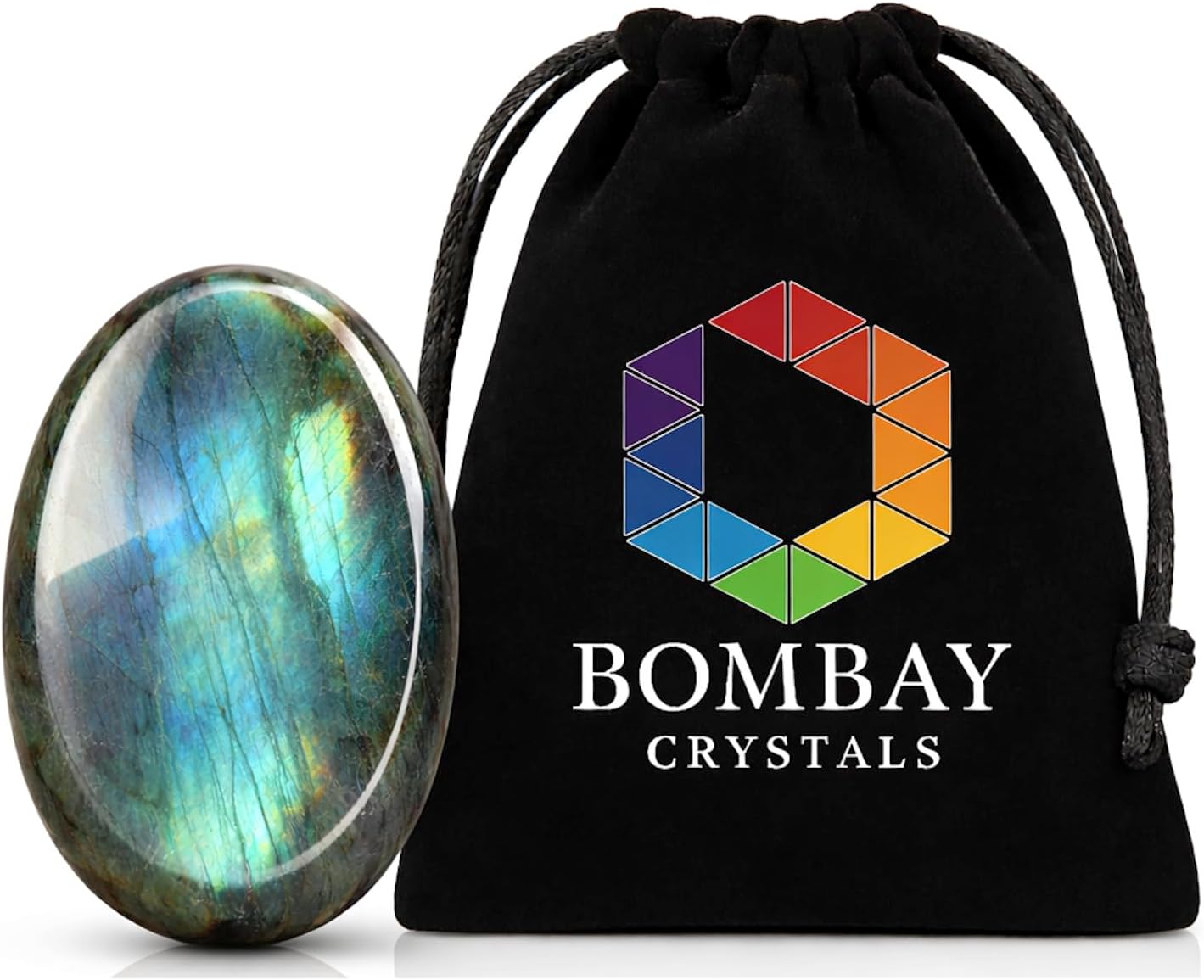 Labradorite Worry Stone – Natural Polished Thumb Palm Crystal for Meditation, Pocket Stone for Relaxation & Reiki