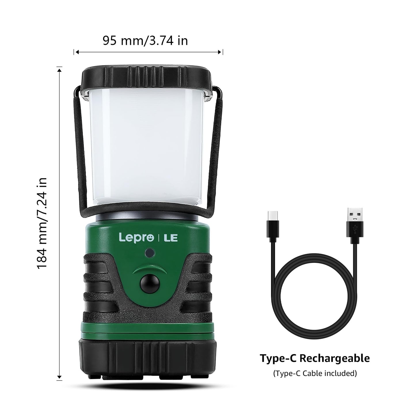 Lighting EVER 1000LM LED Camping Lantern Rechargeable, 4400mAh Power Bank, Camping Essential with 4 Light Modes, IP44 Waterproof Lantern Flashlight for Hurricane Emergency, Hiking, USB Cable Included