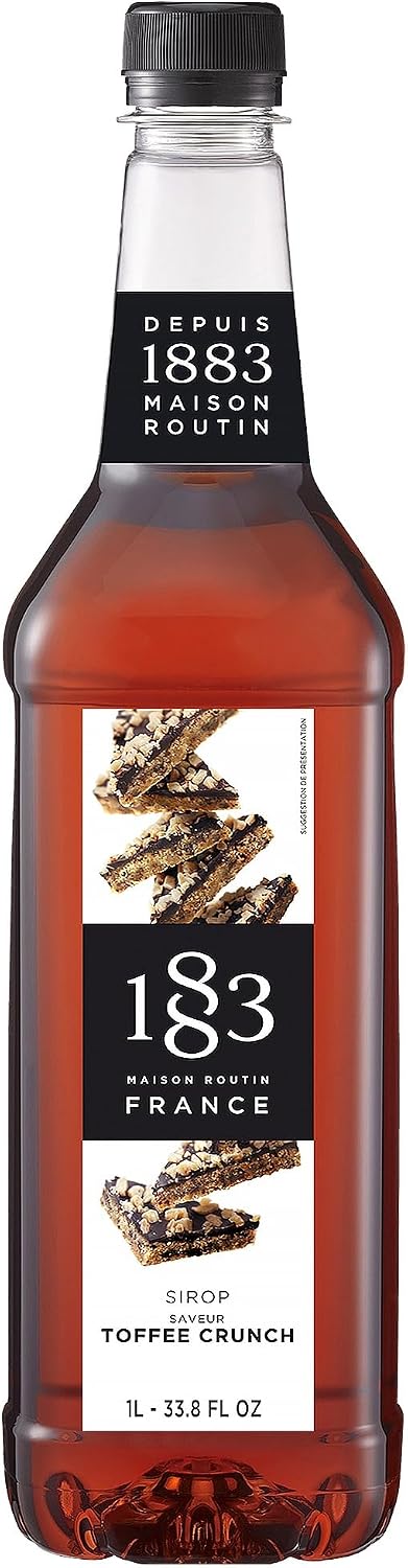 1883 Toffee Crunch Syrup for Drinks, Made in France, 1 Liter Plastic Bottle