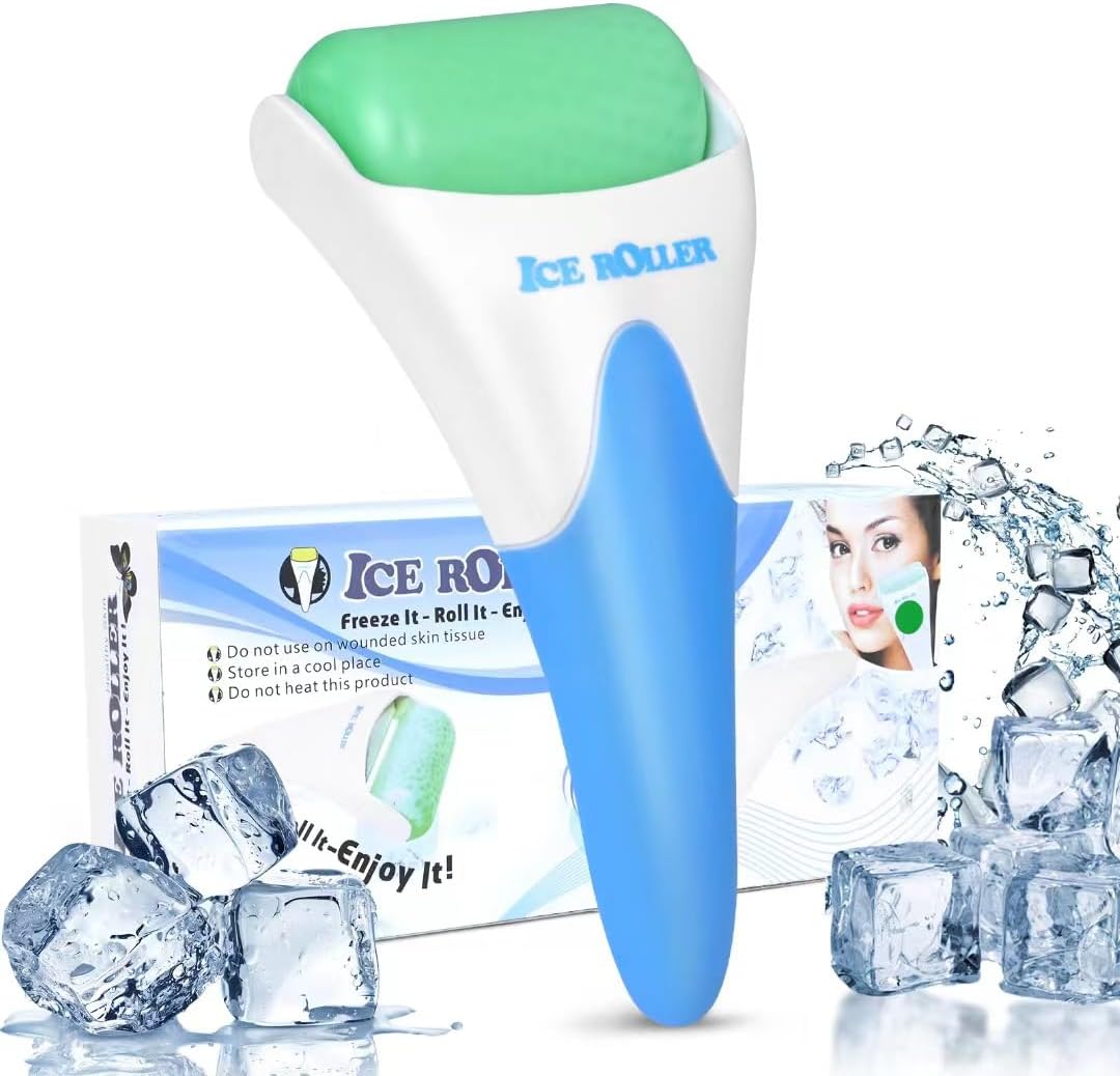 ONLYSKY BEAUTY Ice Roller Face Cooling Cold Roller for Body Eyes Face Skin Care Tools, Roller Cooling Roller for Women & Menï¼Blue Handle+Green Roller