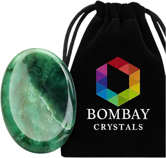 Green Aventurine Worry Stone – Natural Polished Thumb Palm Crystal for Meditation, Pocket Stone for Relaxation & Reiki
