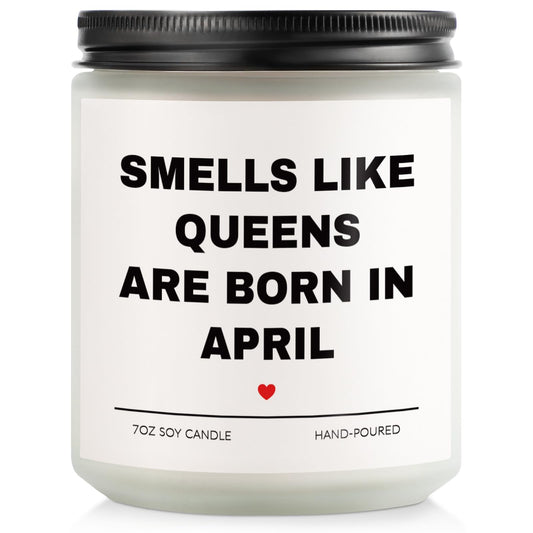 Aremdys Birthday Gifts for Women, April Candle for Queens are Born in April, 30th 40th 50th 60th 70th Happy Bday Gifts Idea for Women Sister Mom Friend from Men Sister Son Friends, 7OZ Scented Candle