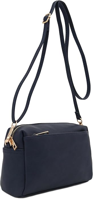 FashionPuzzle Triple Zip Small Crossbody Bag