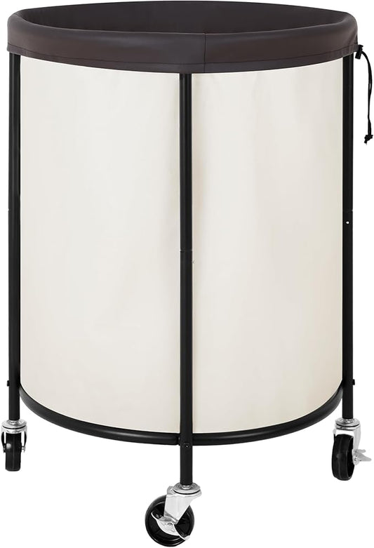 StorageWorks 52.8-Gallon(200L) Rolling Laundry Hamper, Heavy-Duty Round Laundry Basket with Wheels and Removable Bag, Hamper for Laundry Room Organization and Storage, Bathroom, Bedroom, Beige