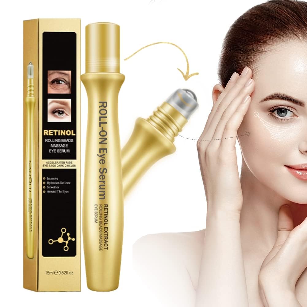 Eye Serum, Under Eye Roller Cream for Dark Circles, Anti-aging Wrinkles And Firming, 360Â° Massage Ball Ice Roller For Fine Lines, Bags, Puffy Eyes, Eye Skin Care For Women Men