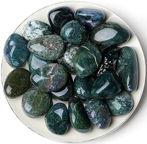QINJIEJIE 0.9LBS Aquatic Agate Polished Stones Tumbled Crystals Bulk Gemstones Healing Crystal Rocks Set Decorative Landscape Quartz Bottom Decoration Reiki Natural Stone for Vase Meditation Gifts