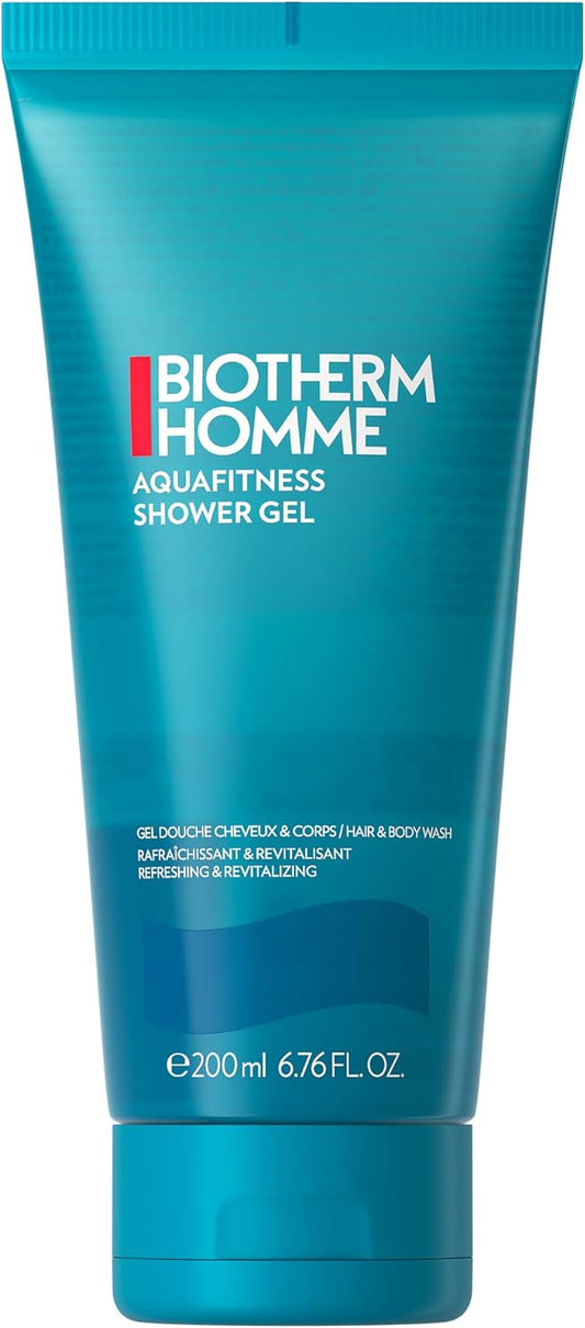 Biotherm Homme Aqua Fitness Shower Gel, a Shower Gel for Men, with Biotech Plankton, Cleanses and Hydrates Body & Hair, Refreshing and Revitalizing Foam, 6.8 Fl. Oz.
