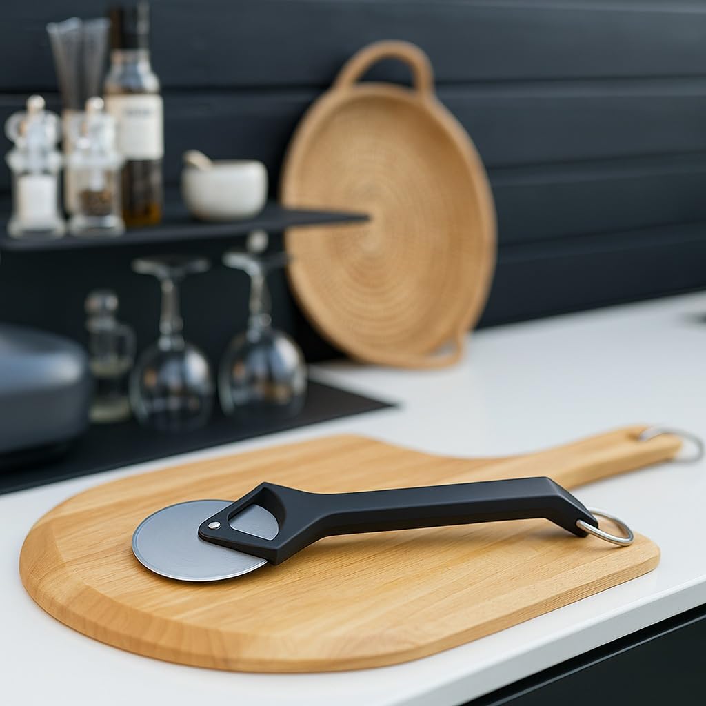 Witt Stainless Steel Pizza Cutter Wheel – Professional Pizza Cutter & Pizza Slicer, Sharp One-Cut Blade, Non-Slip Handle, Protective Case, Dishwasher Safe, 12.4 Inch