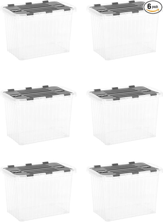 Superio 6-Pack Clear Storage Bins with Lids (15"x10"x10.25") - Stackable Plastic Containers, BPA-Free, Odor-Free, Home/Office/Dorm Organizers, 17 Quart