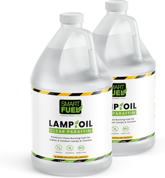 Smart Fuel Paraffin Lamp Oil (2 x 128 oz) â for Indoor & Outdoor Wick Oil Lamps & Lanterns, Clean Burning, Low Smoke â NOT Bioethanol / NOT for Fire Pits/Fireplaces